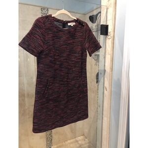 Loft Classy Sophisticated Black Red Tweed Like Dress Jackie O Womens Great S